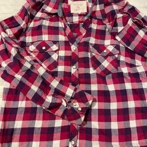 Sonoma Red and White Button Down Shirt Classic Plaid